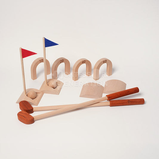 Montessori Golf Set for Kids - Eco-Friendly Wooden Golf Game with Clubs, Balls, and Obstacles for Motor Skill Development-1