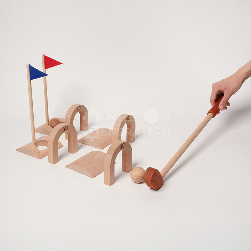 Montessori Golf Set for Kids - Eco-Friendly Wooden Golf Game with Clubs, Balls, and Obstacles for Motor Skill Development-6