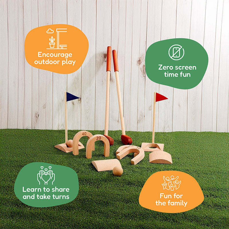 Montessori Golf Set for Kids - Eco-Friendly Wooden Golf Game with Clubs, Balls, and Obstacles for Motor Skill Development-3