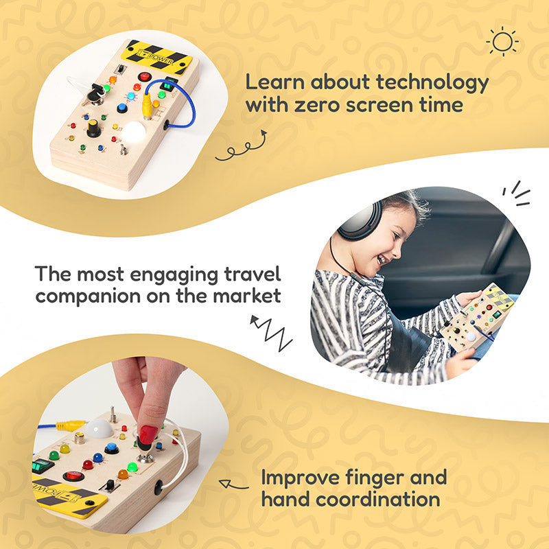 Montessori Wooden Sensory Switch Board - Educational Learning Toy for 3 Year Olds, Eco-Friendly Fine Motor Skills Development-4